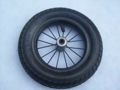 Kolečko ke kočárku kovové nafukovací 10" - černé - s ložiskem.