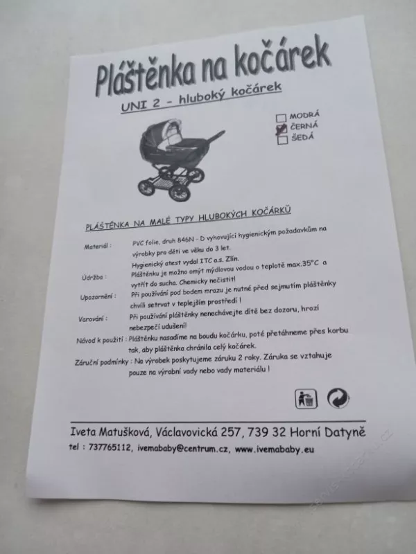 Pláštěnka na hluboký kočárek UNI 2.